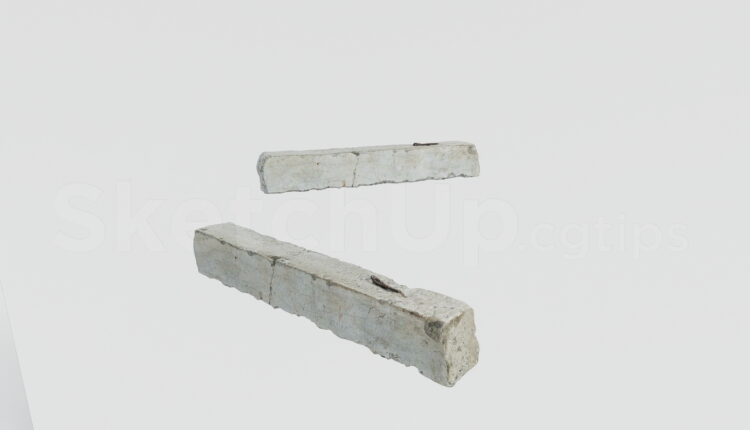 21580. Ruin Concrete Column Block With Exposed Rebar Sketchup Model Download (2)