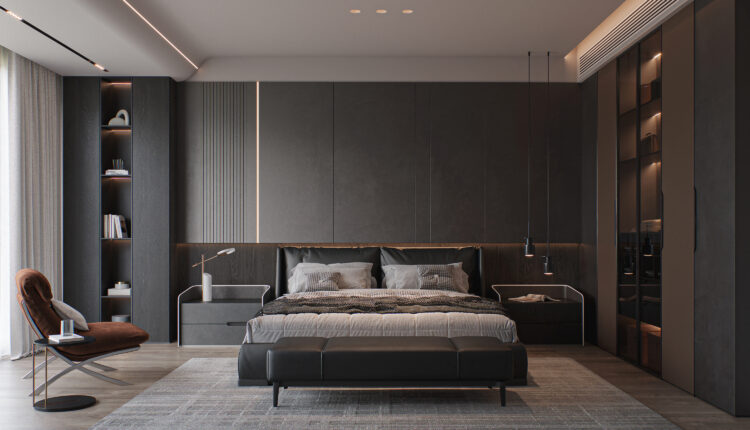 21586. Modern Luxury Dark Bedroom Interior Sketchup Model Download By Tran Nam (1)