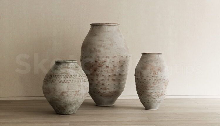 21593. Rustic Terracotta Clay Urns And Ceramic Vases Set – Sketchup Model Download (1)