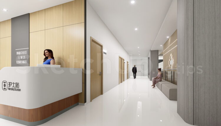 21590. Modern Hospital Reception And Waiting Area Interior 3d Model For Sketchup Download (1)