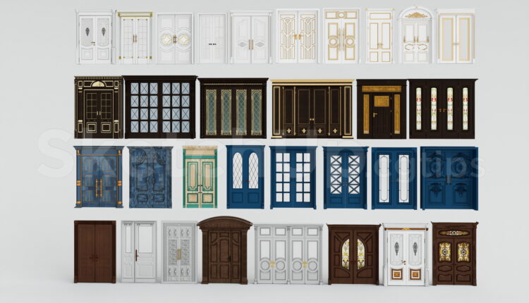 21595. Classic And Modern Wooden Doors Pack Collection – 3d Model Sketchup Download (1)