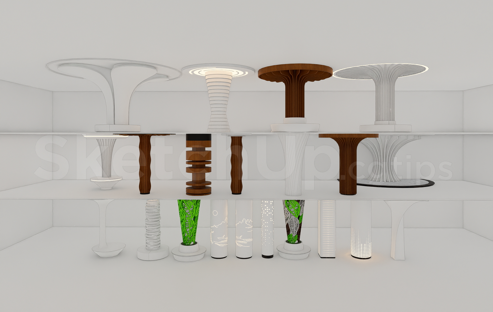 21596. Futuristic And Parametric Architectural Columns Pack - 3d Model Sketchup Download (1)