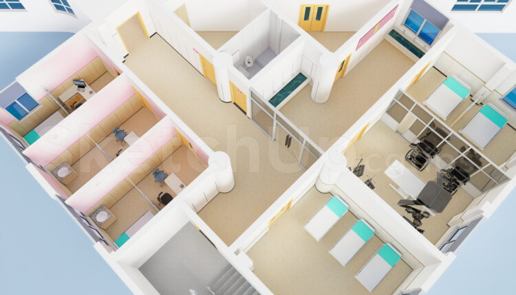 21598. Hospital Interior Design 3d Model – Sketchup Medical Clinic Layout Download (4)
