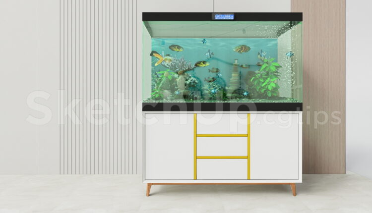 21599. Modern Aquarium Cabinet 3d Model – Stylish Fish Tank Furniture For Sketchup Download (1)