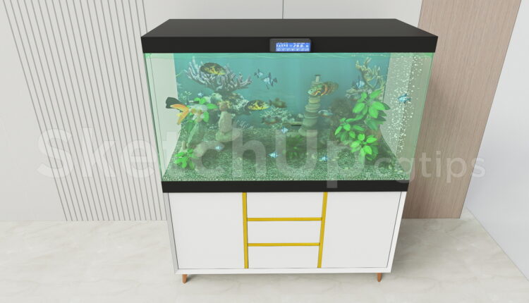 21599. Modern Aquarium Cabinet 3d Model – Stylish Fish Tank Furniture For Sketchup Download (2)