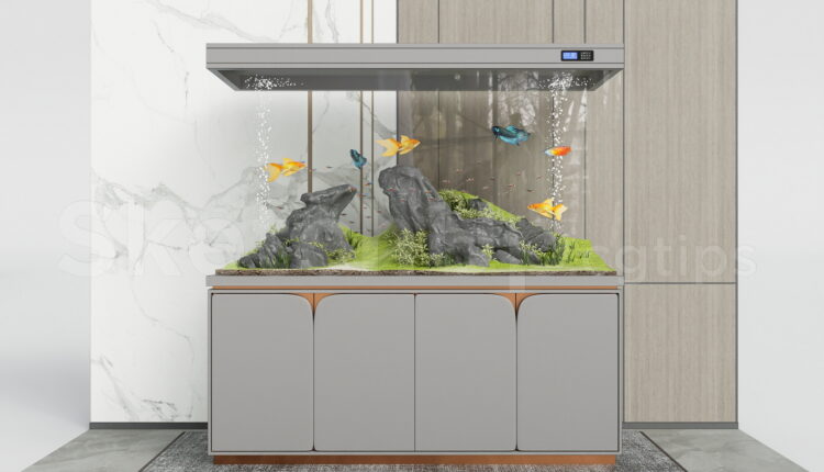 21606. Modern Luxury Aquarium Fish Tank With Cabinet Sketchup Model Download (1)