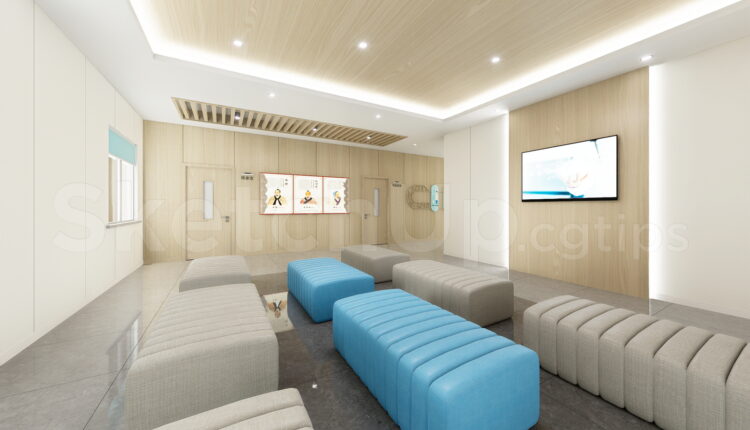 21608. Modern Hospital Waiting Room Interior Design Sketchup Model Download (1)