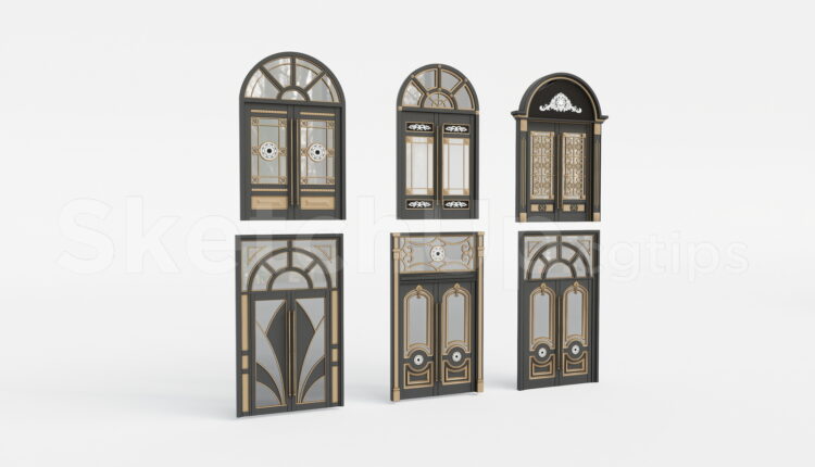 21616. Classic Neoclassical Double Doors Collection 3d Model – Sketchup Download (2)