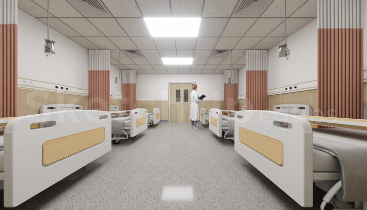 21617. Modern Hospital Patient Ward Interior Scene 3d Model – Sketchup Download (1)