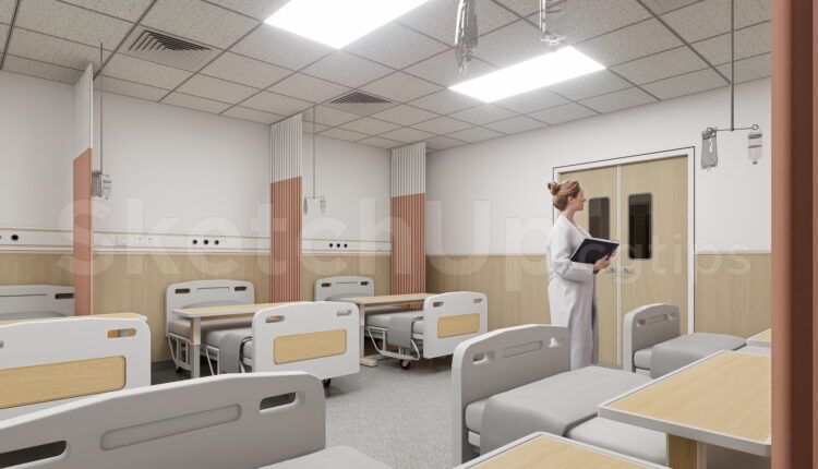 21617. Modern Hospital Patient Ward Interior Scene 3d Model – Sketchup Download (2)