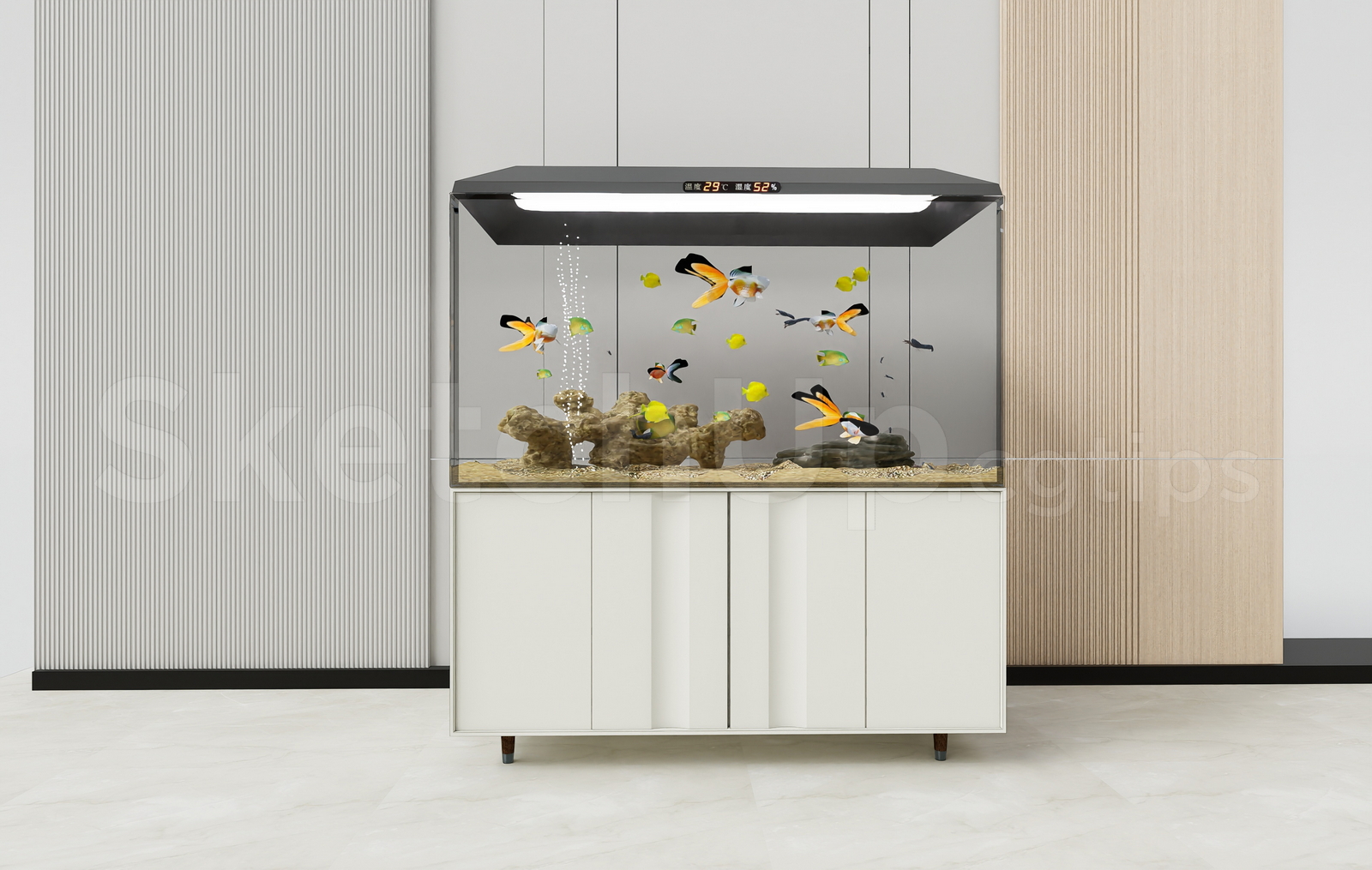 21618. Modern Aquarium With Cabinet 3d Model - Free Download (1)