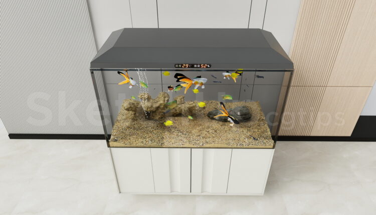 21618. Modern Aquarium With Cabinet 3d Model – Free Download (2)