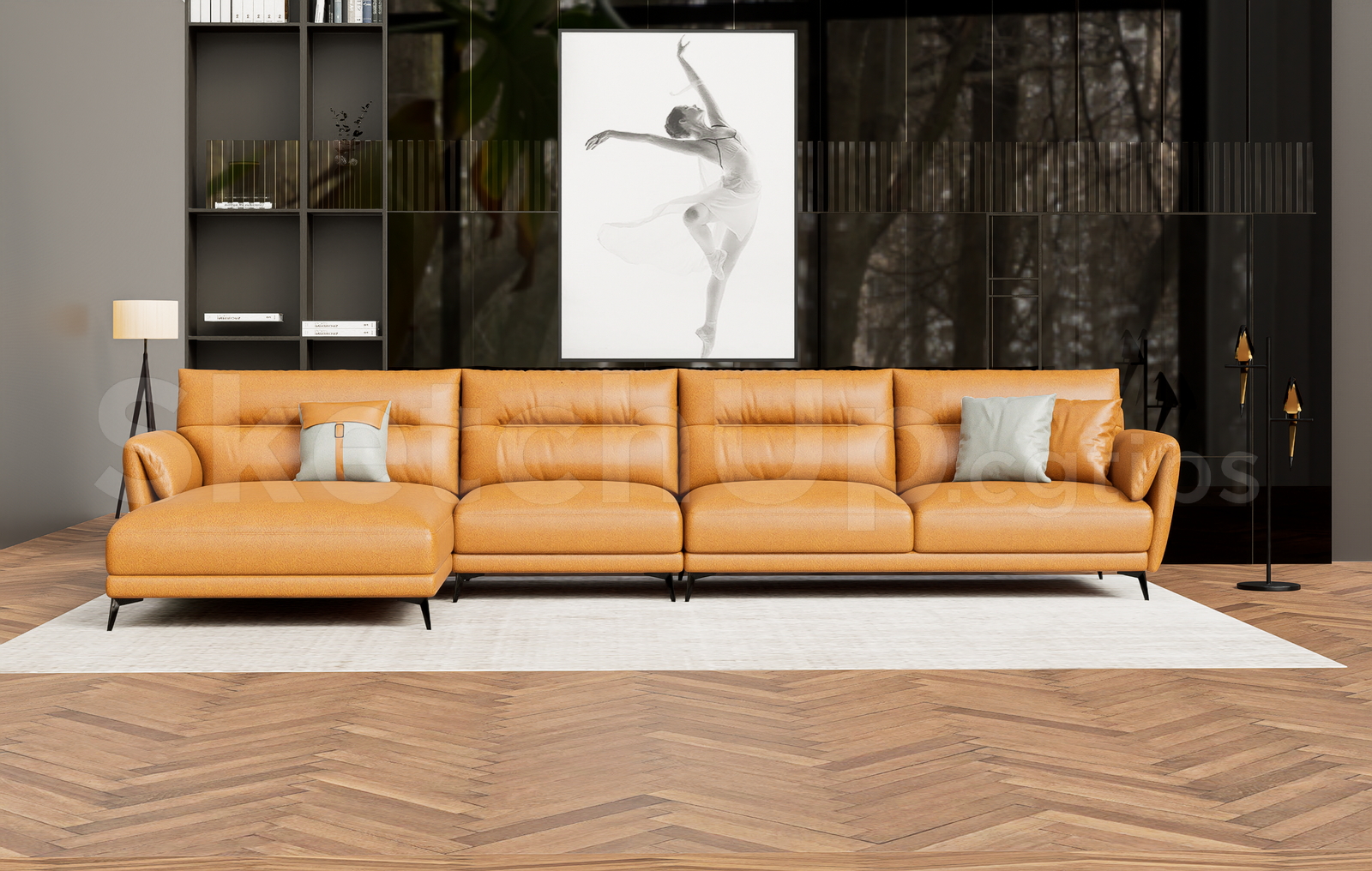 21620. Modern Leather Sectional Sofa 3d Model - Free Download (2)
