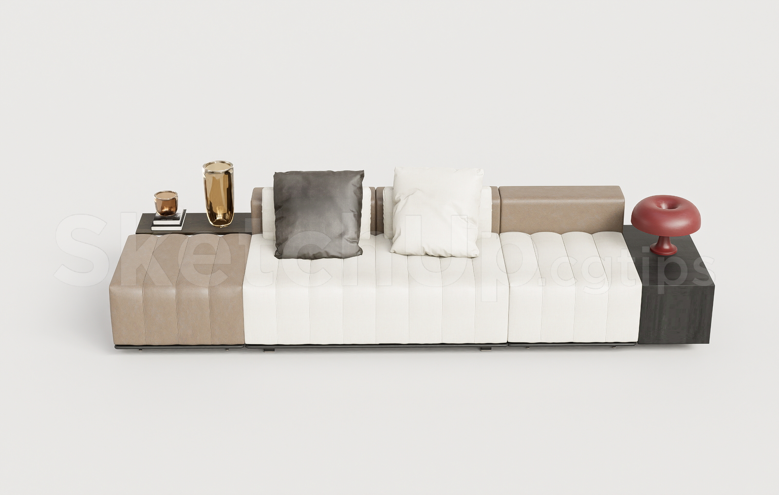 21634. Modern Modular Leather And Fabric Sofa Sketchup Model Download (1)