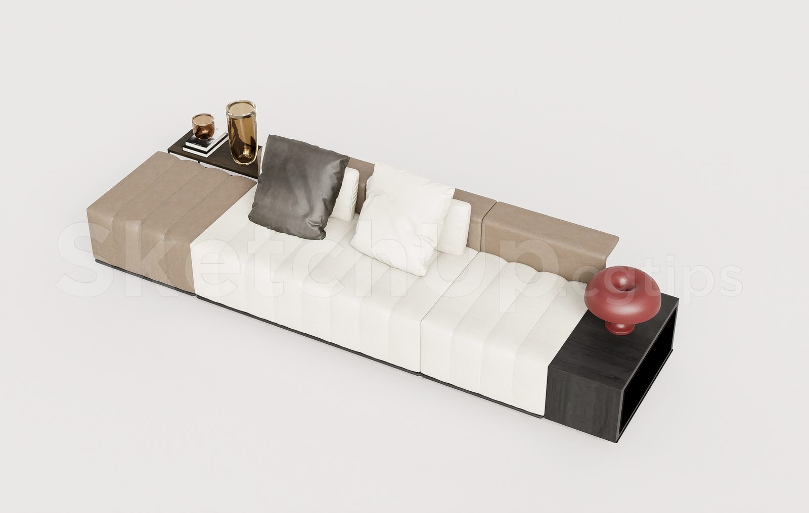 21634. Modern Modular Leather And Fabric Sofa Sketchup Model Download (2)