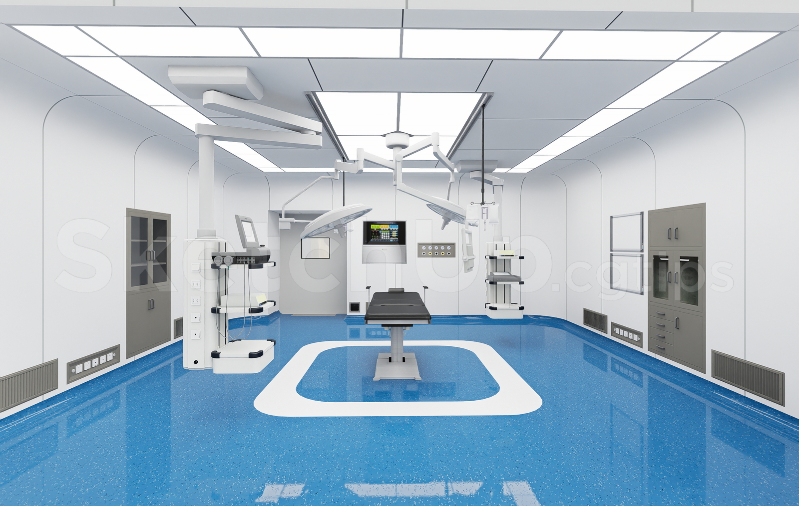 21635. Modern Hospital Operating Room Interior With Surgical Equipment Sketchup Model Download (1)