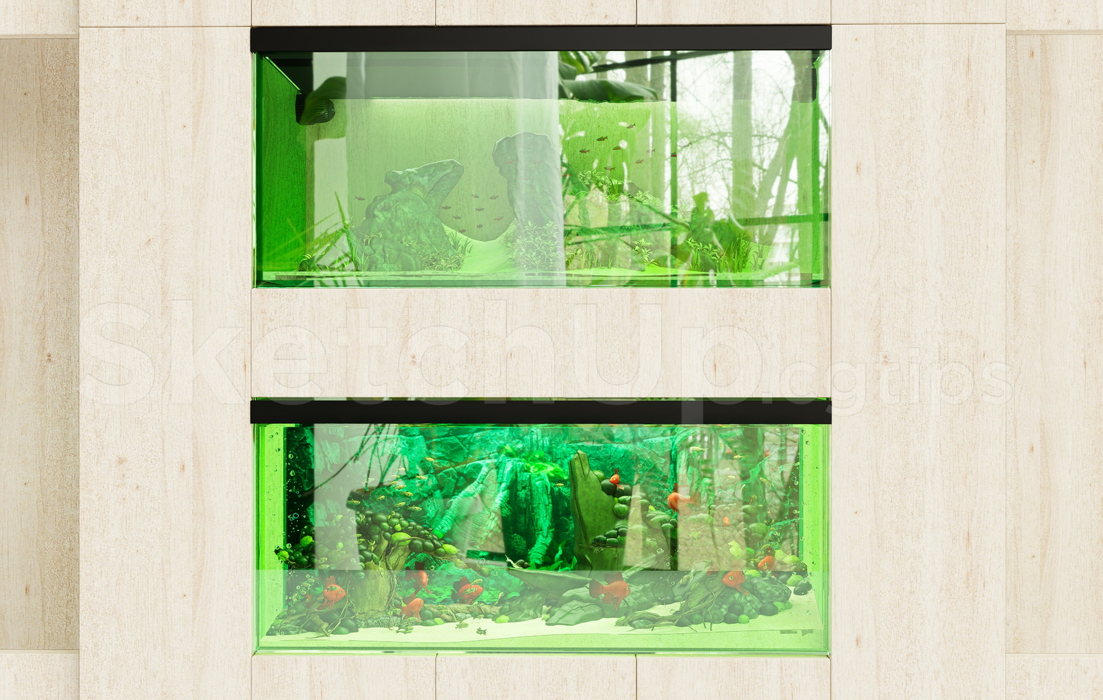 21639. Two-tier Freshwater Aquarium Cabinet For Sketchup Free Download (1)