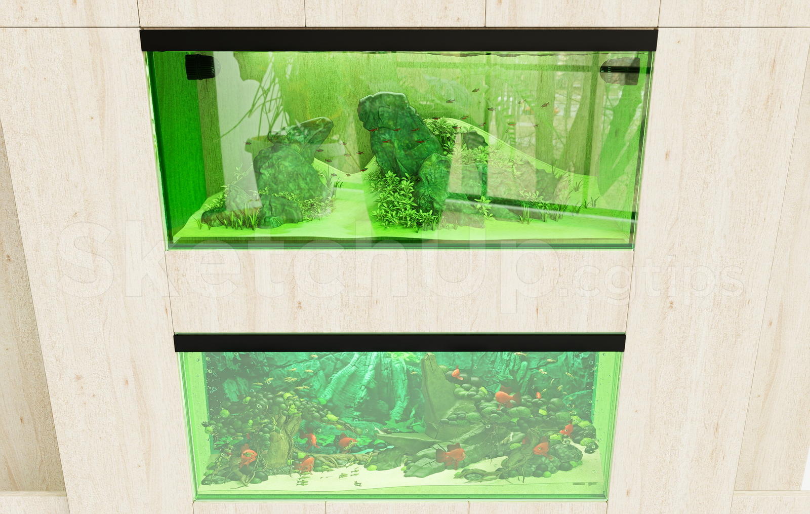 21639. Two-tier Freshwater Aquarium Cabinet For Sketchup Free Download (2)