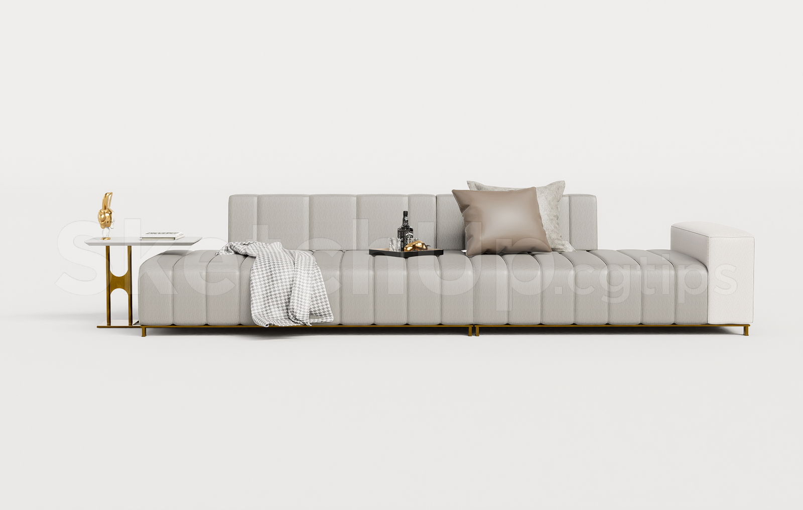 21641. Modern Luxury Straight Sofa Set Sketchup Model Download (1)