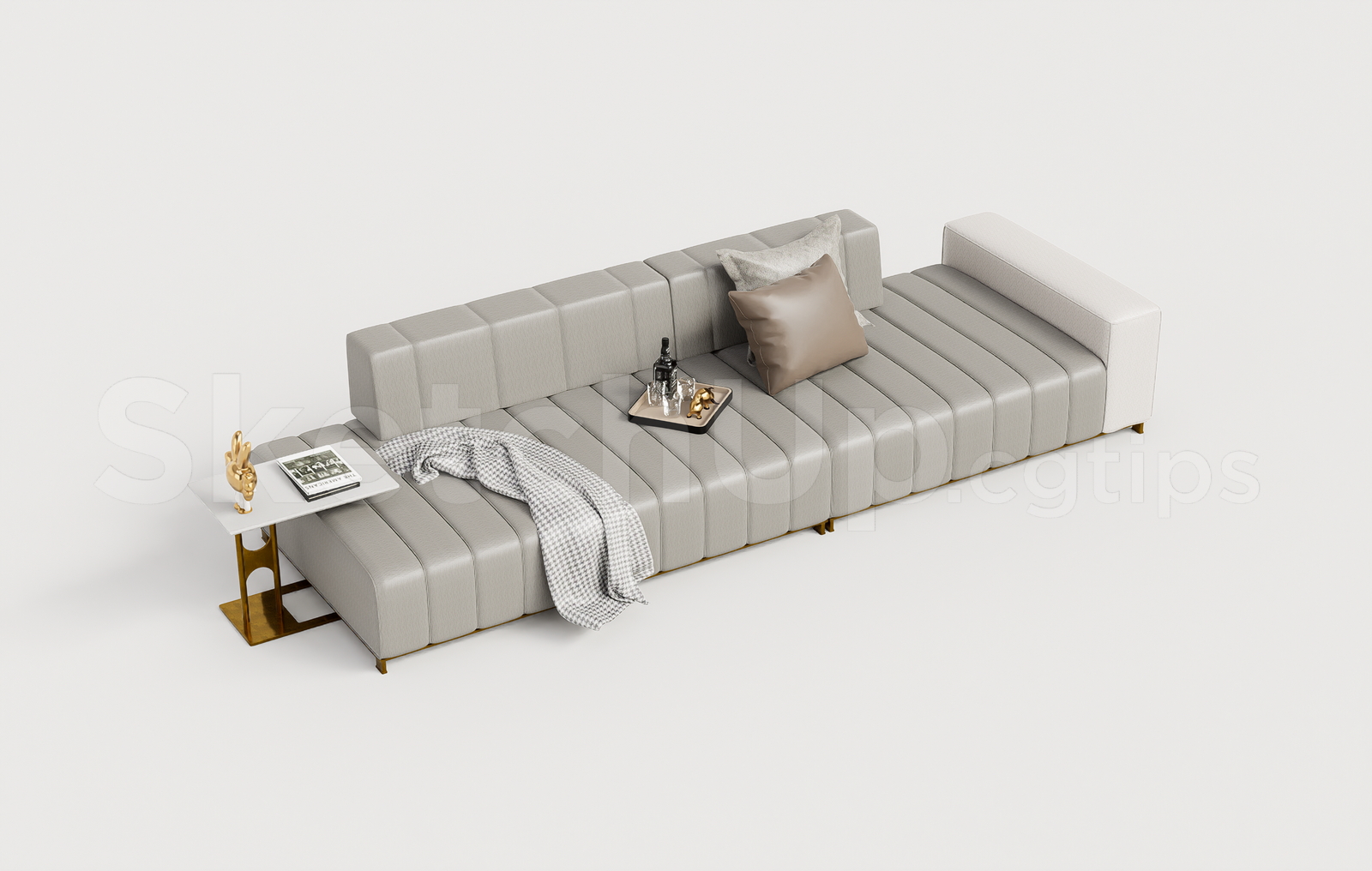 21641. Modern Luxury Straight Sofa Set Sketchup Model Download (2)