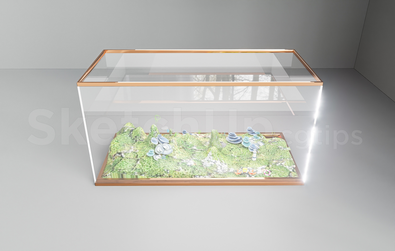 21644. Modern Aquascape Glass Aquarium 3d Model Sketchup Free Download (2)