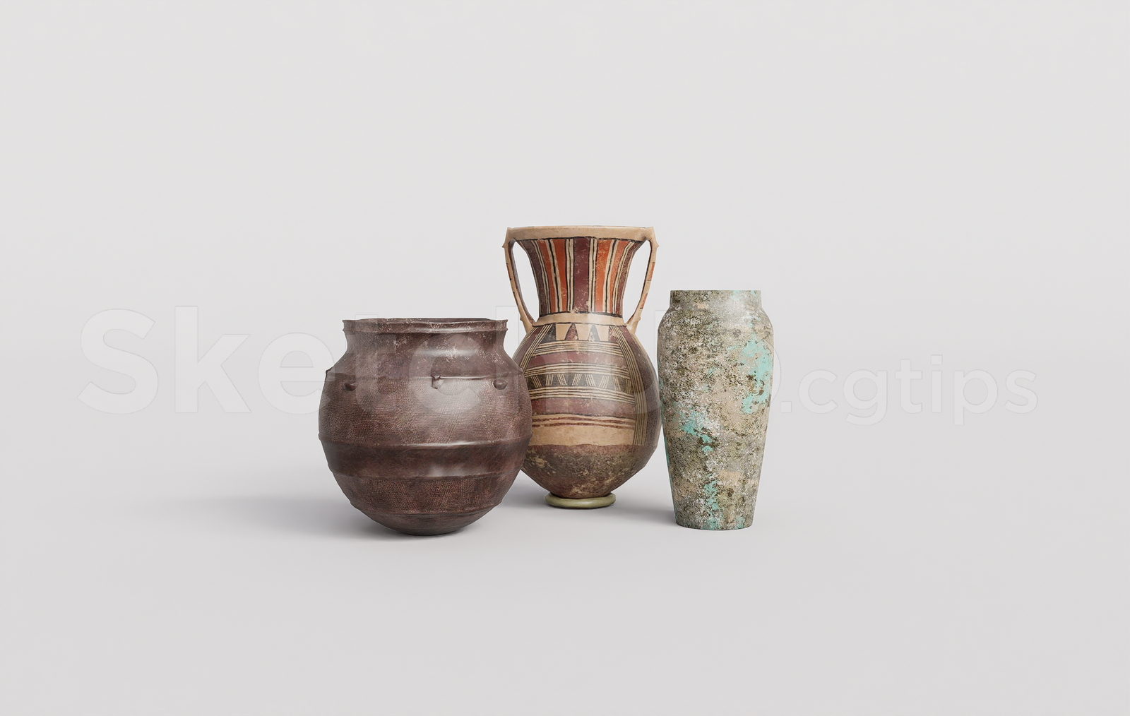 21650. Ancient Pottery Pots And Ceramic Vases Set - Sketchup 3d Model Download (2)