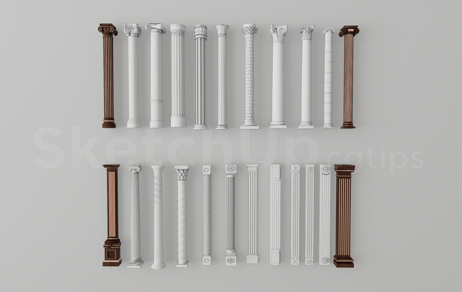 21651. Neoclassical Architectural Columns Collection - Sketchup 3d Model Free Download (1)