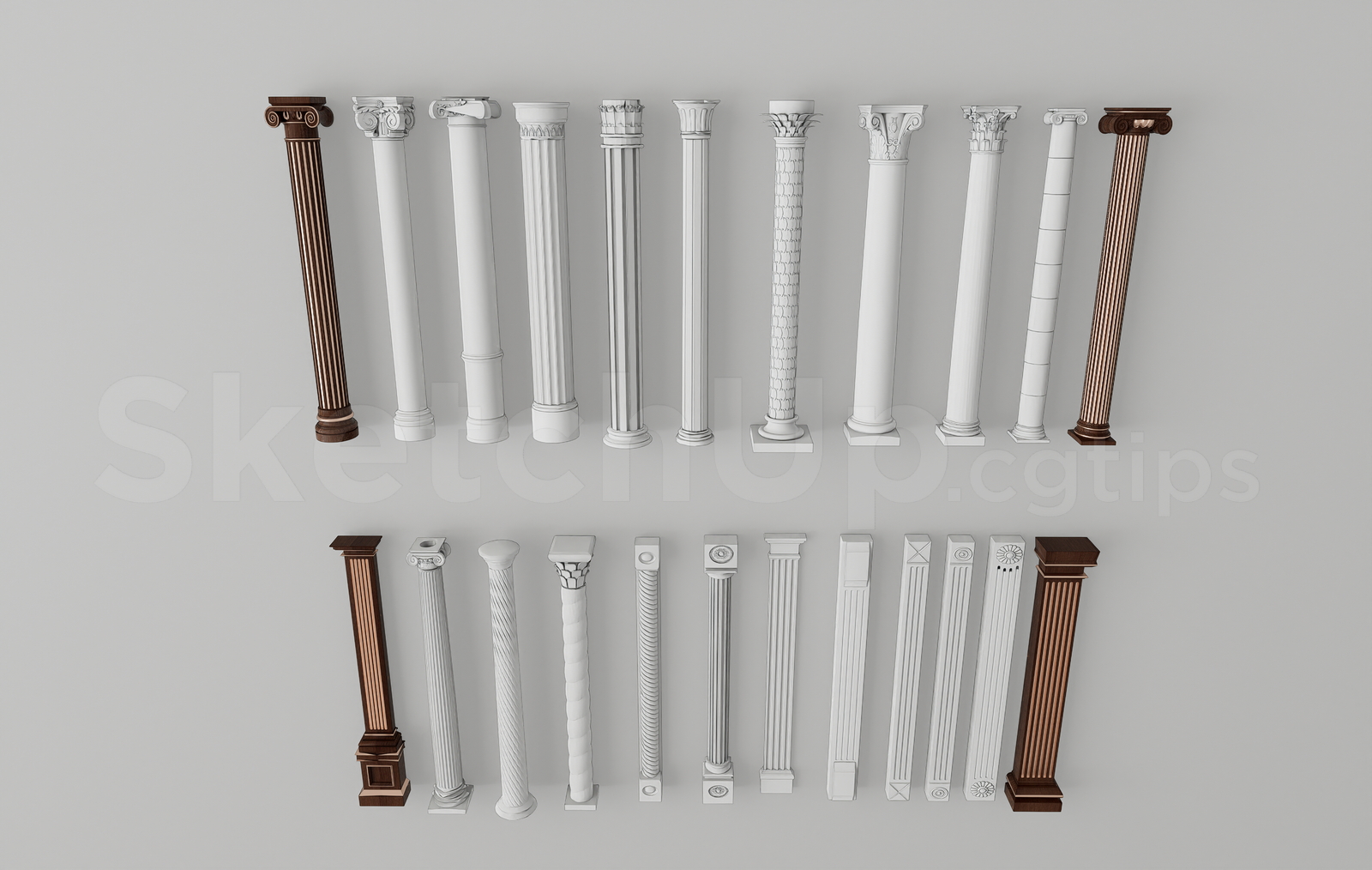 21651. Neoclassical Architectural Columns Collection - Sketchup 3d Model Free Download (2)
