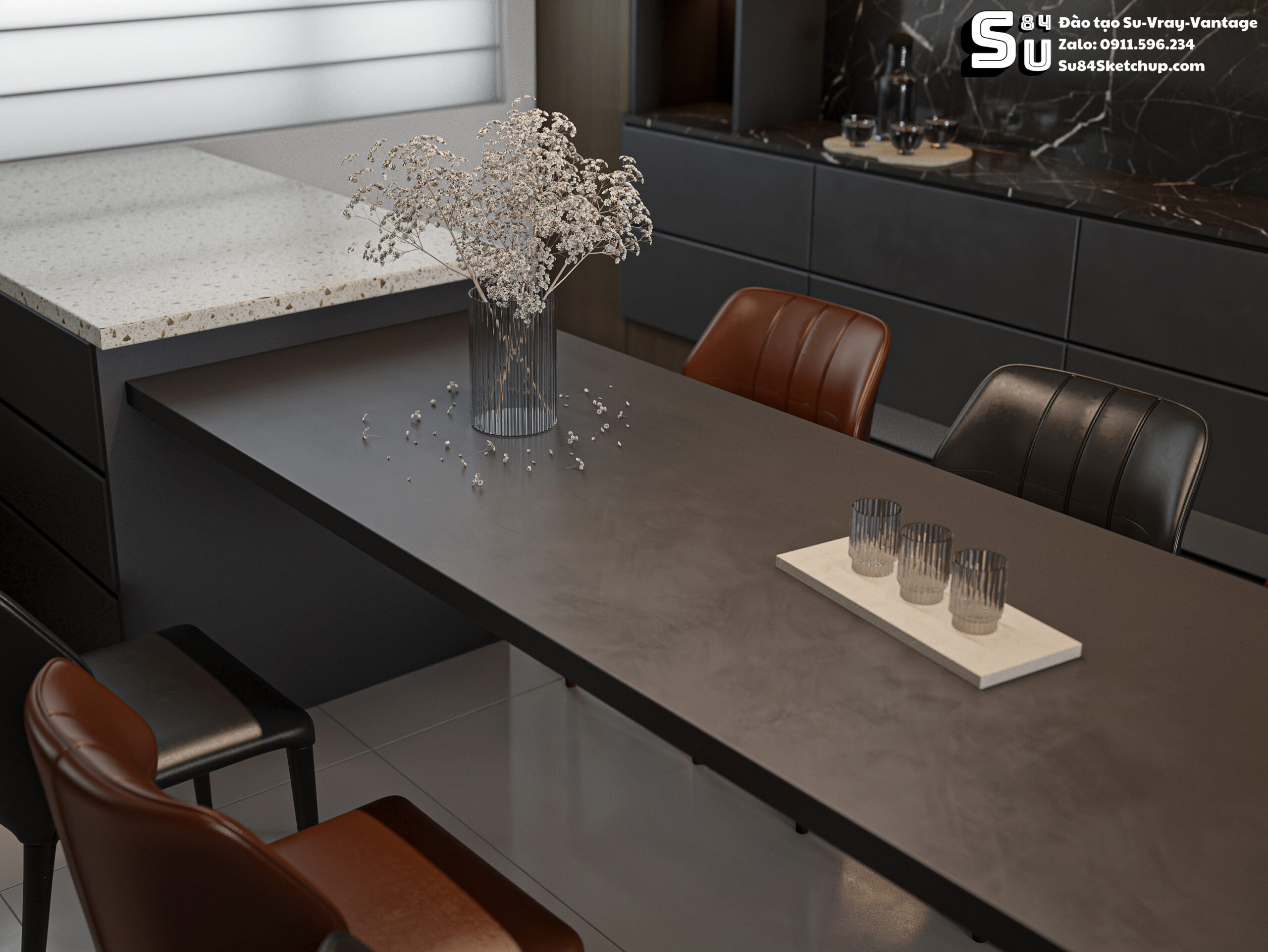 21658. Free Sketchup Living Room -kitchen Interior Model Download By Tran Nam (10)