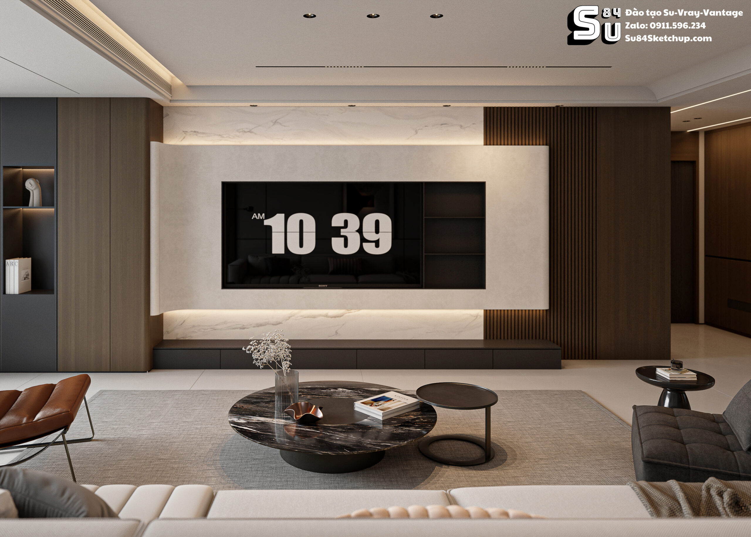 21658. Free Sketchup Living Room -kitchen Interior Model Download By Tran Nam (2)