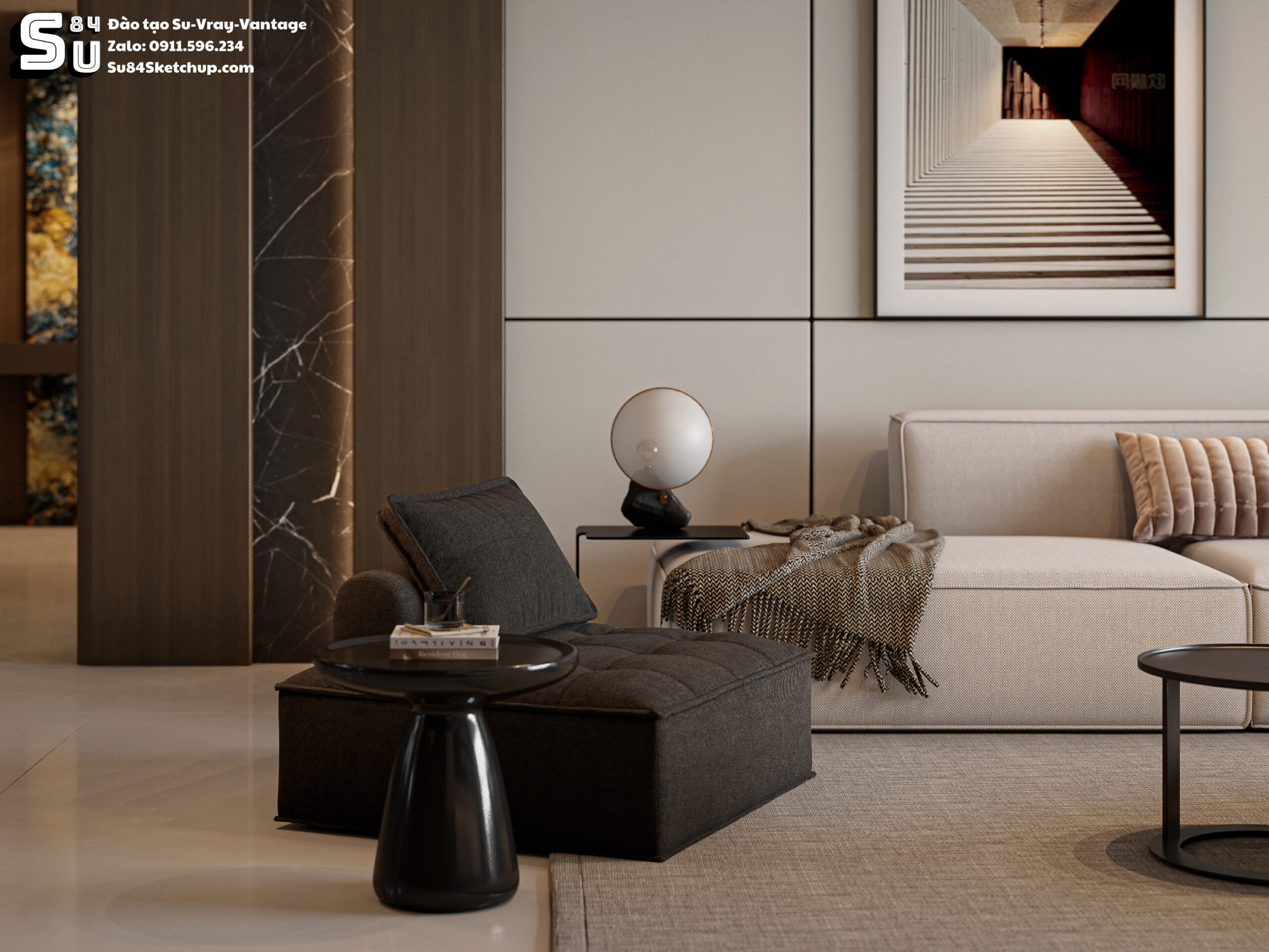 21658. Free Sketchup Living Room -kitchen Interior Model Download By Tran Nam (3)