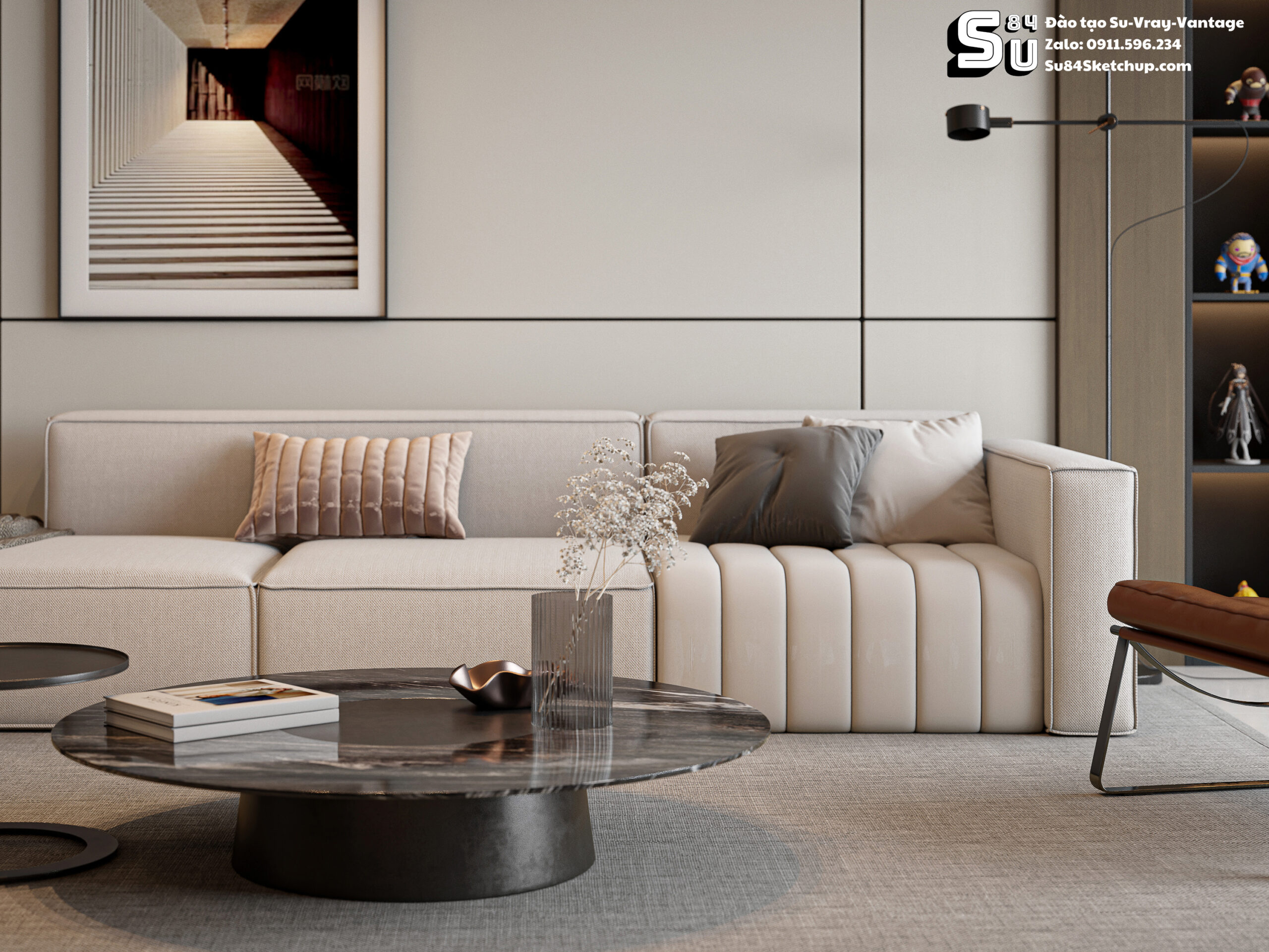 21658. Free Sketchup Living Room -kitchen Interior Model Download By Tran Nam (4)