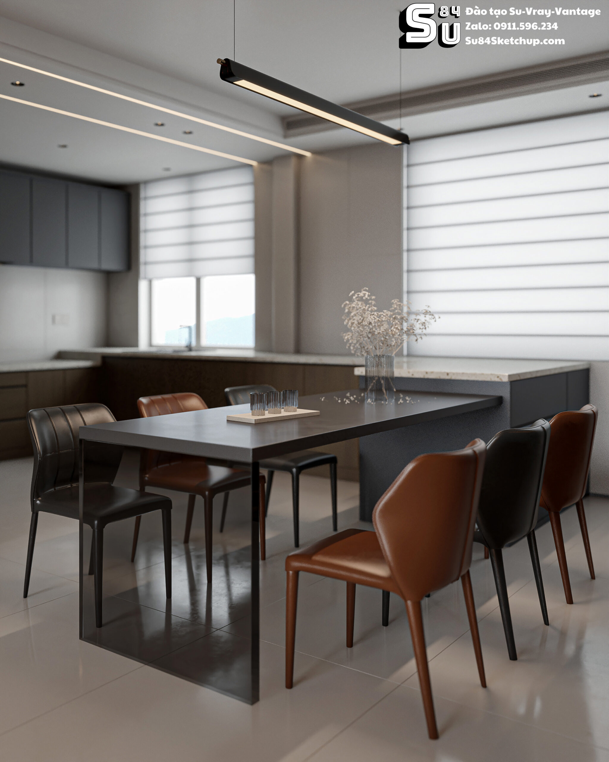 21658. Free Sketchup Living Room -kitchen Interior Model Download By Tran Nam (8)