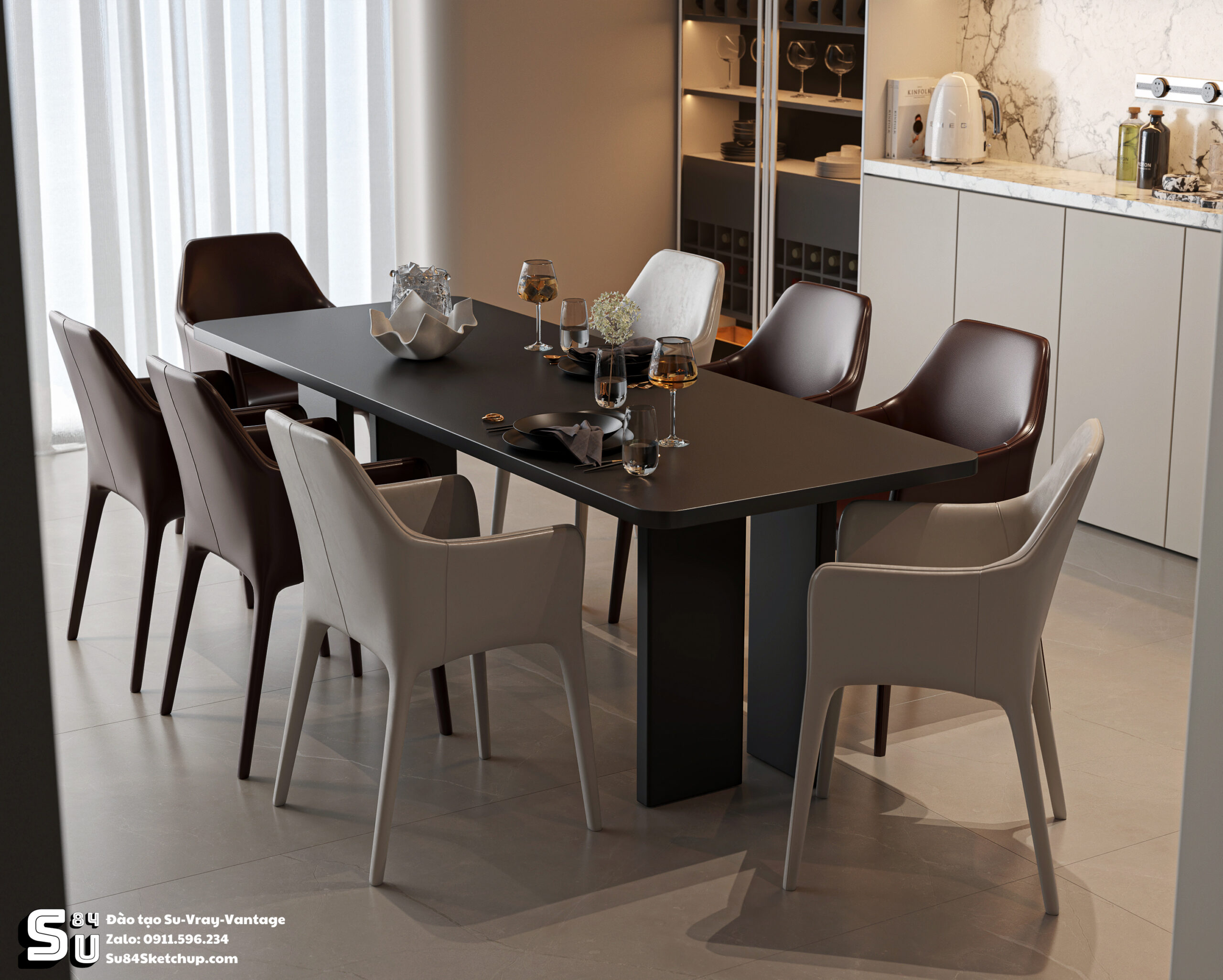 21678. Free Sketchup Living Room -kitchen Interior Model Download By Tran Nam (6)