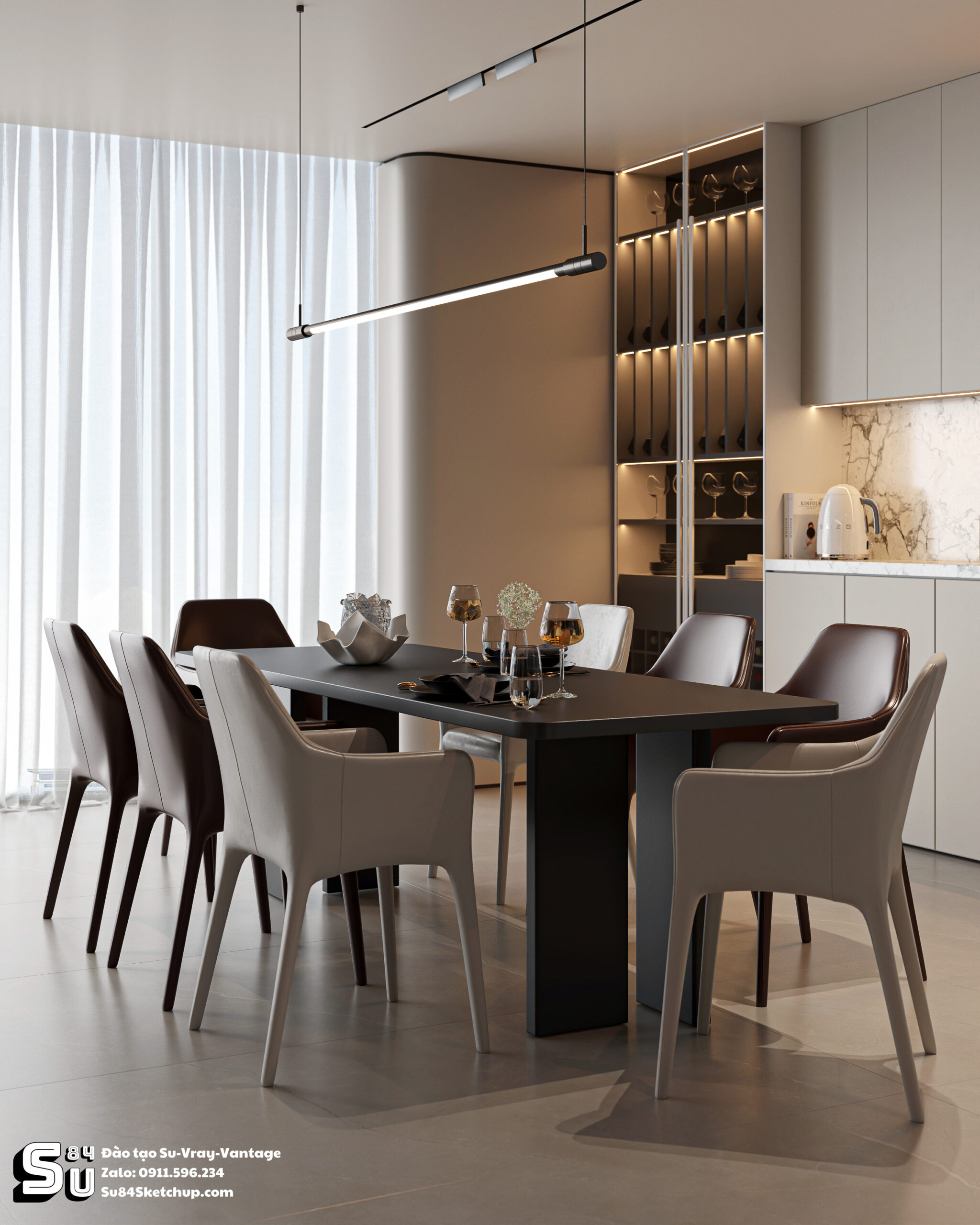 21678. Free Sketchup Living Room -kitchen Interior Model Download By Tran Nam (7)
