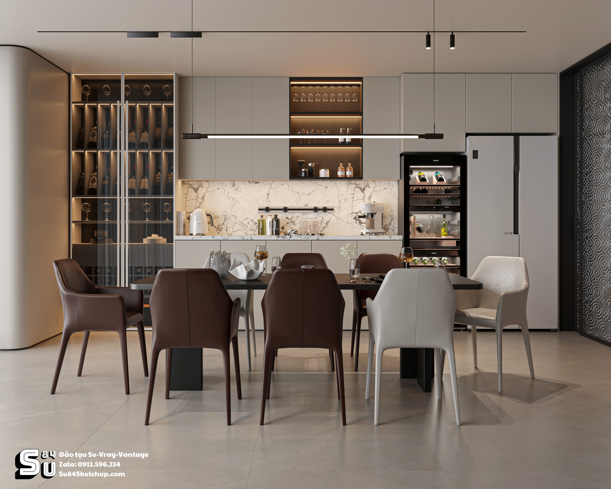21678. Free Sketchup Living Room -kitchen Interior Model Download By Tran Nam (8)