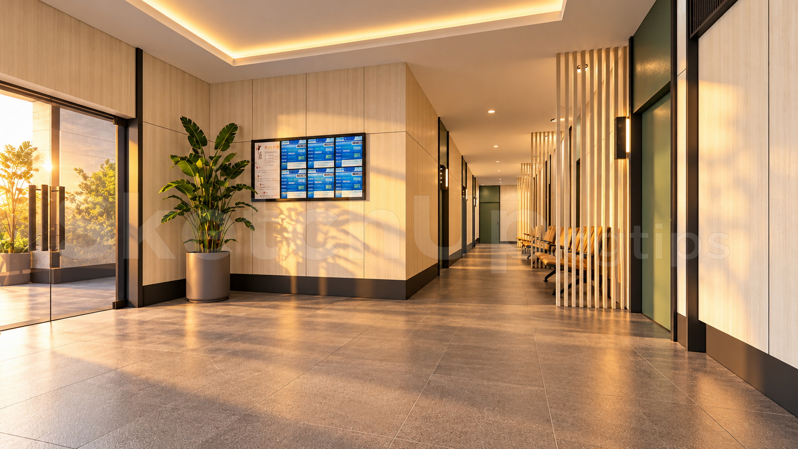 21679. Modern Hospital Corridor Lobby Sketchup Model Free Download (1)