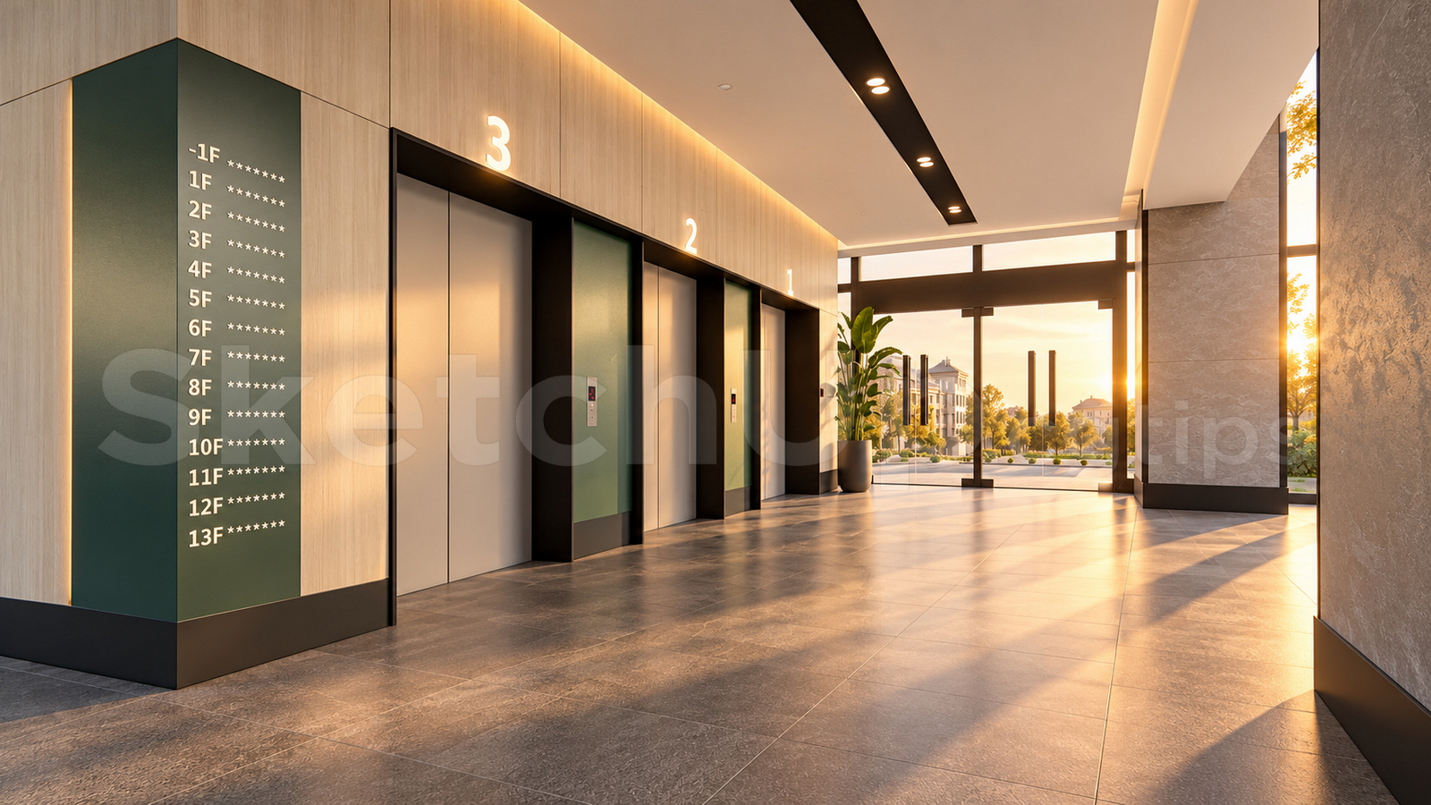 21679. Modern Hospital Corridor Lobby Sketchup Model Free Download (2)