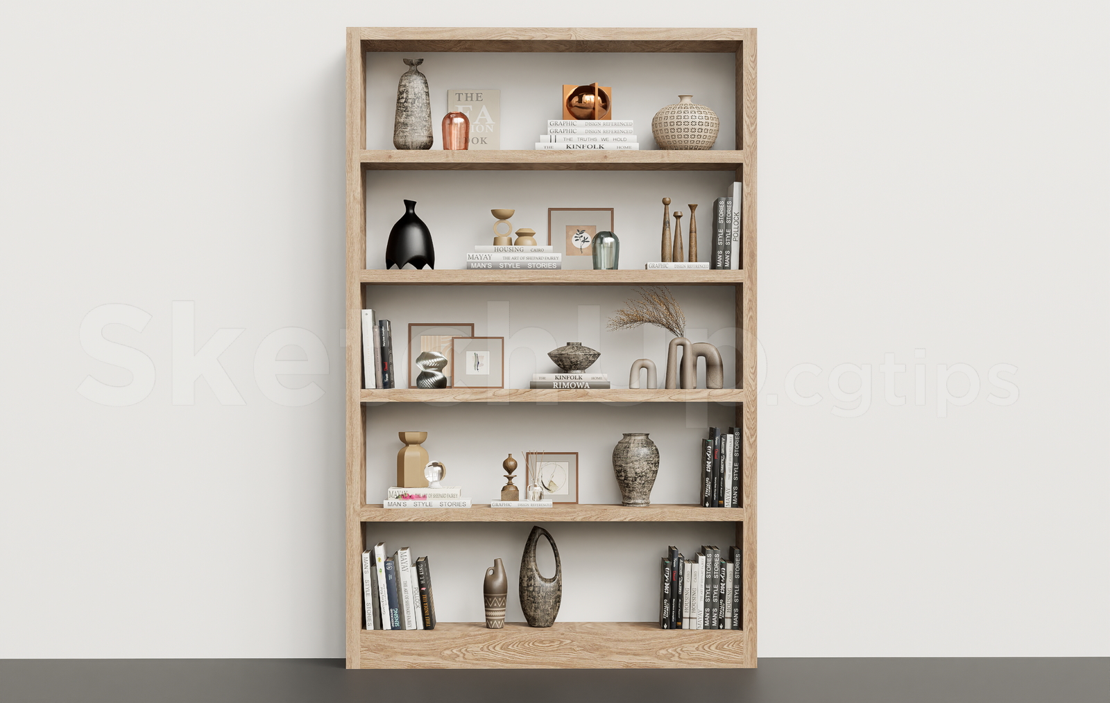 21682. Minimalist Wood Display Cabinet Bookshelf 3d Sketchup Model Download (1)