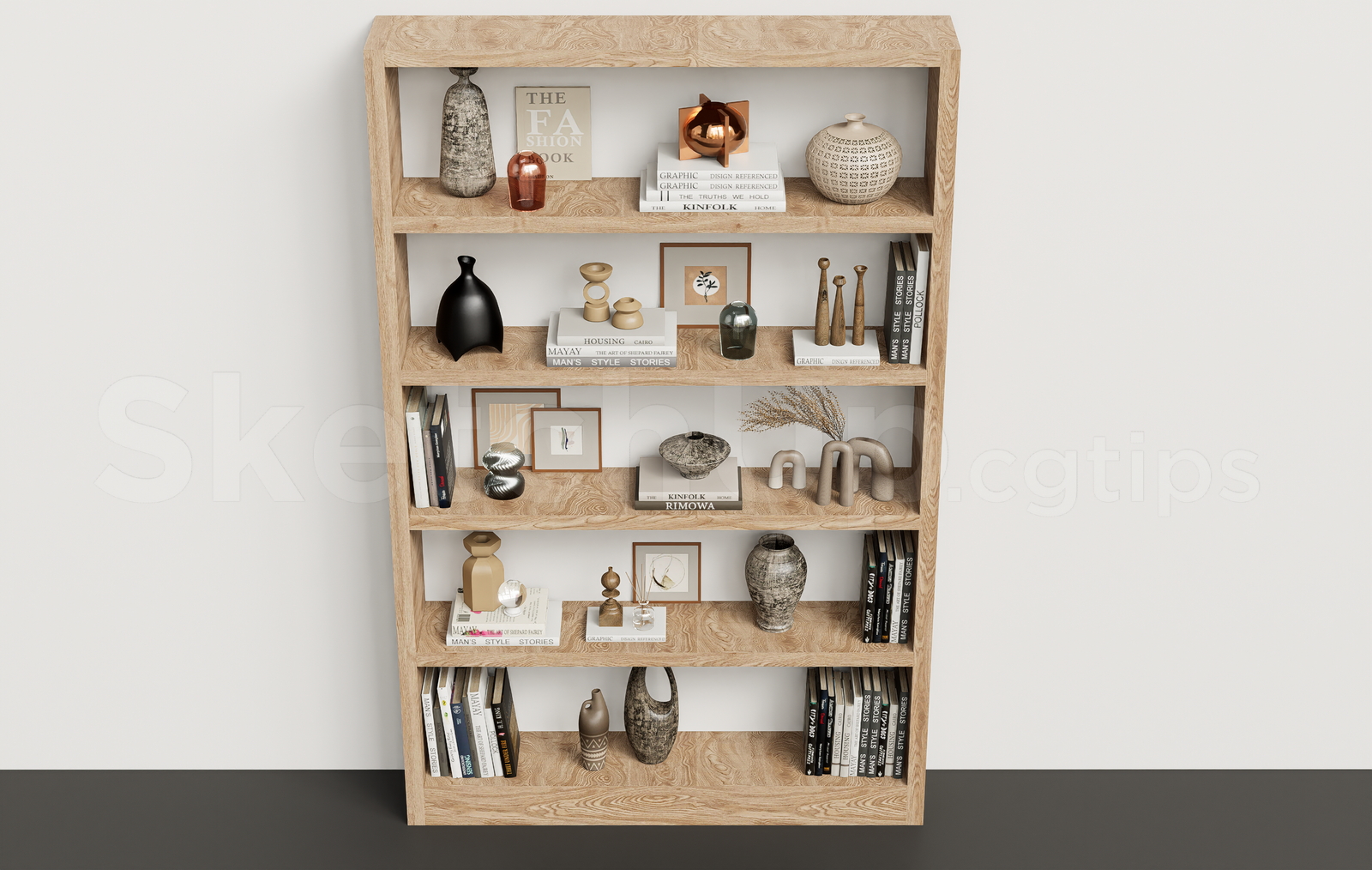 21682. Minimalist Wood Display Cabinet Bookshelf 3d Sketchup Model Download (2)