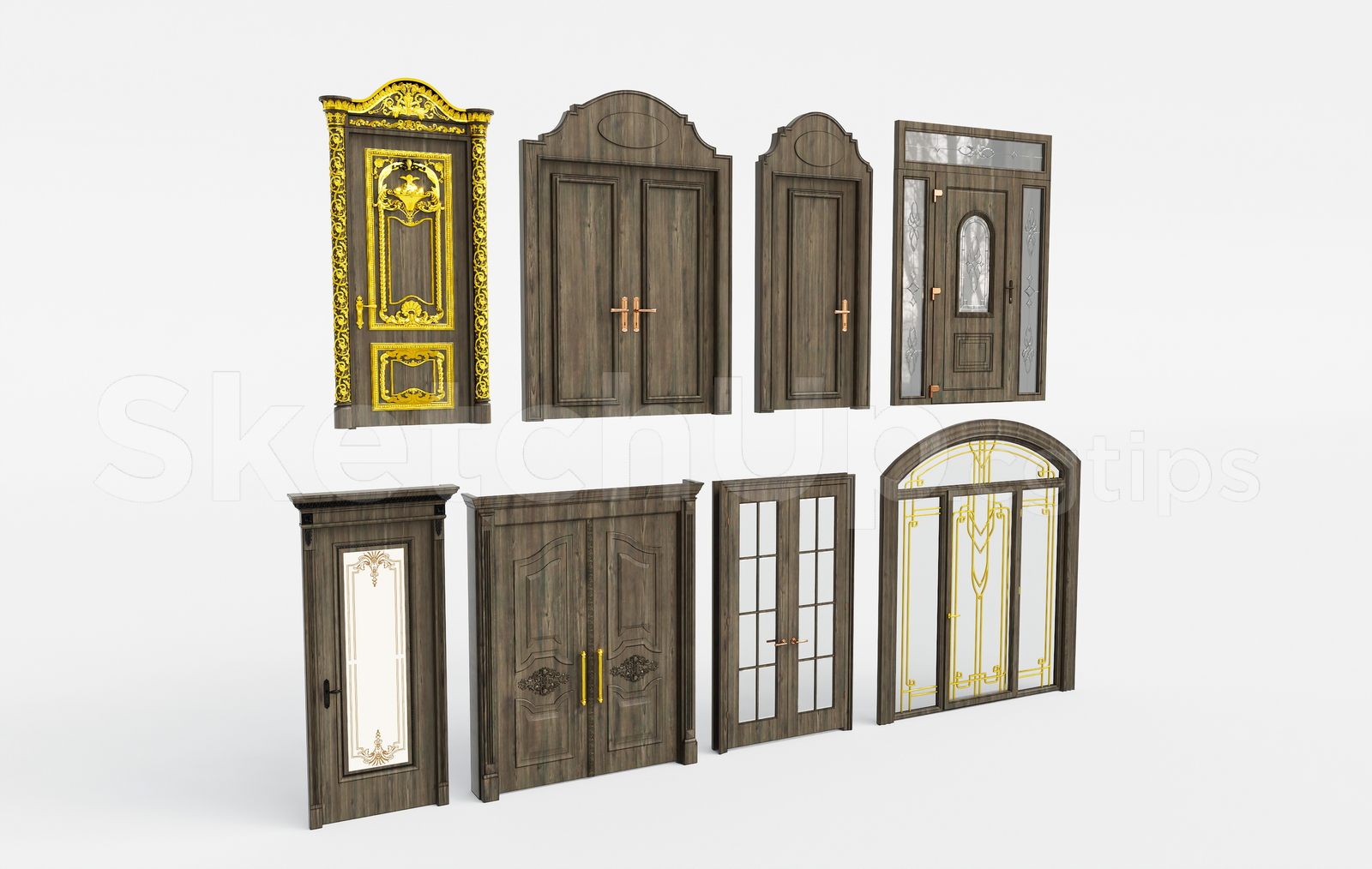 21684. Luxury Classic Wooden Door Collection Sketchup Model Download (2)