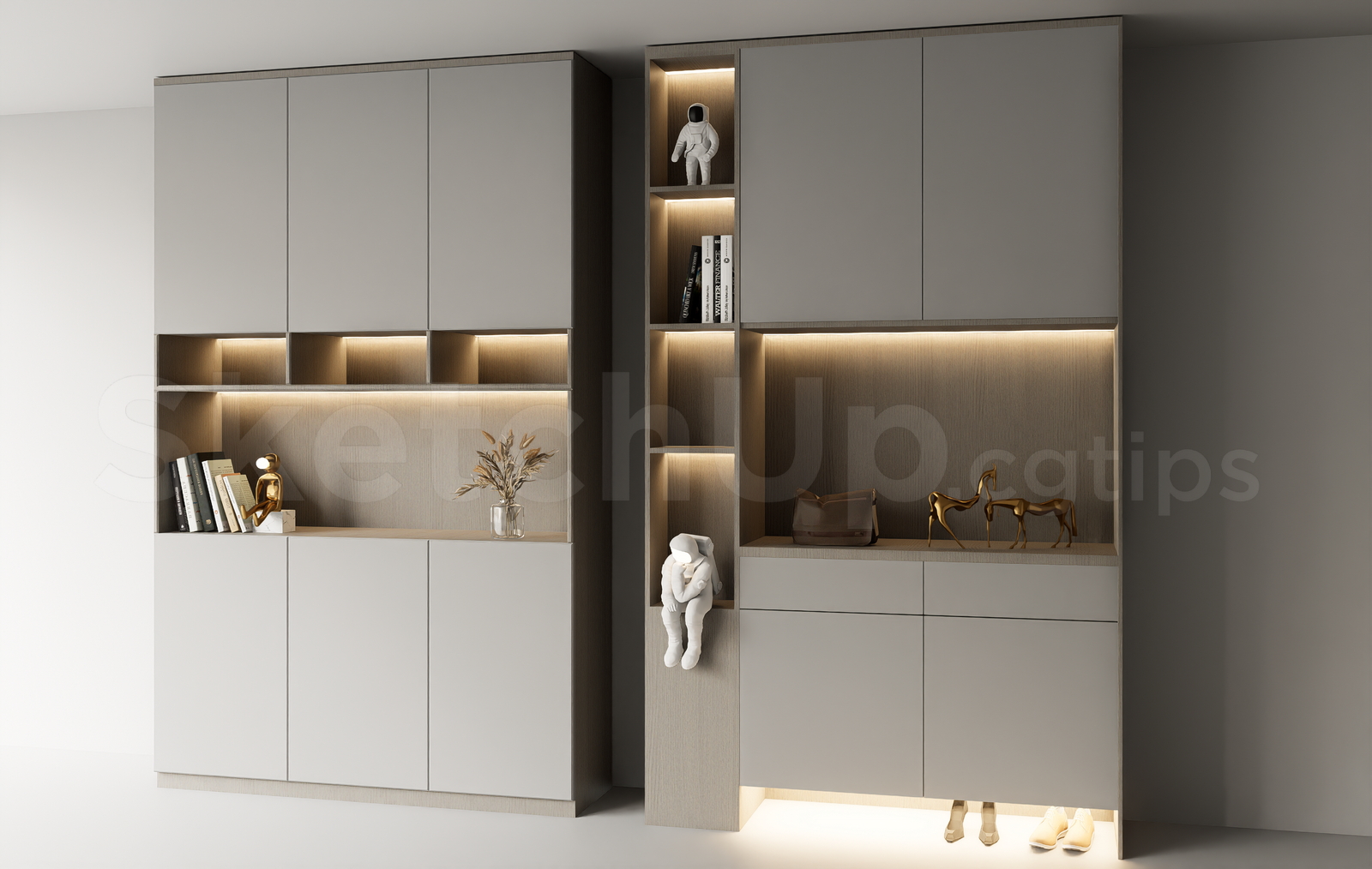 21687. Modern Foyer Shoe Cabinet With Led Lighting Sketchup Model Download (2)