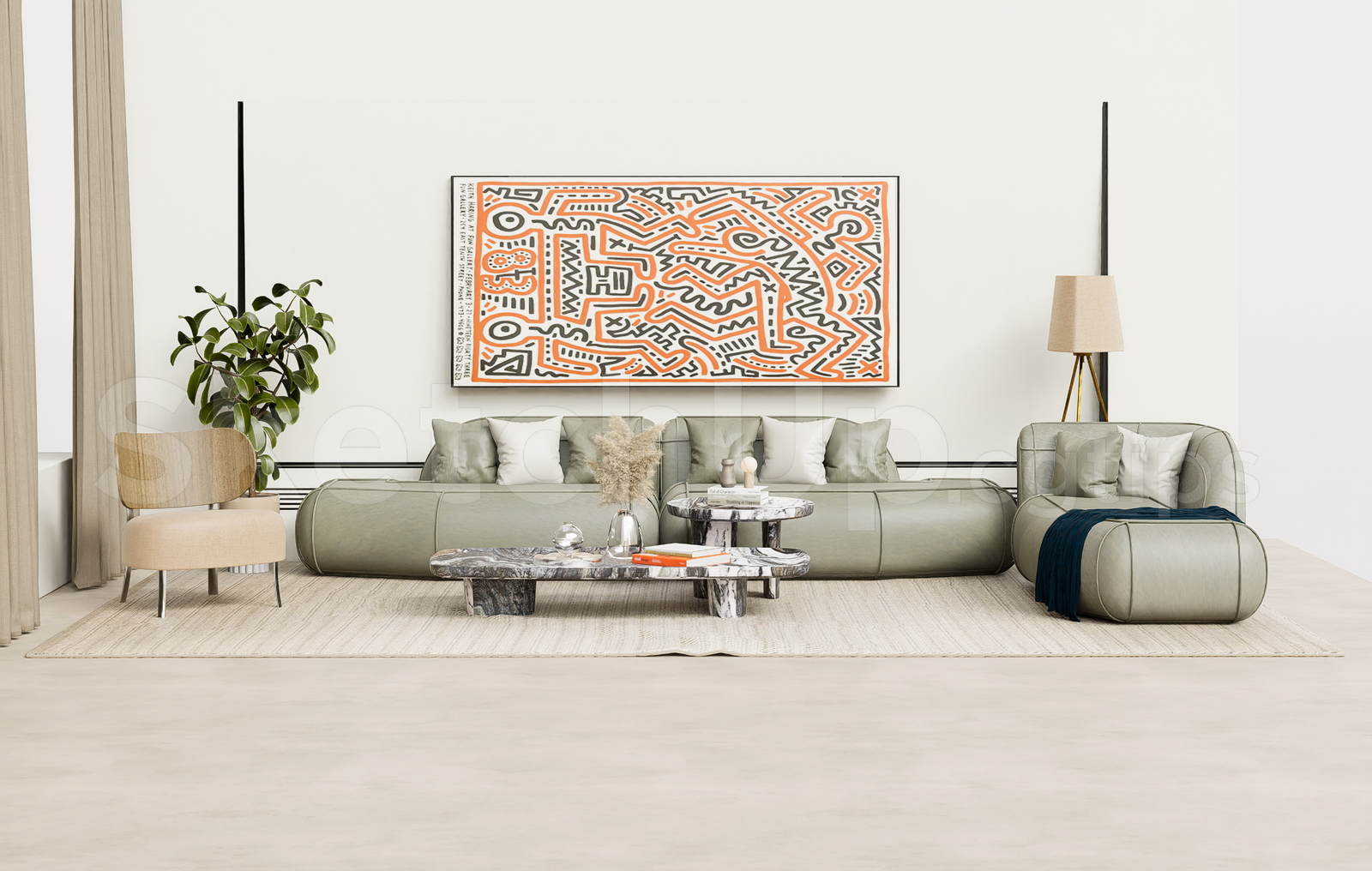 21688. Contemporary Leather Sectional Sofa Sketchup Model Download (1)