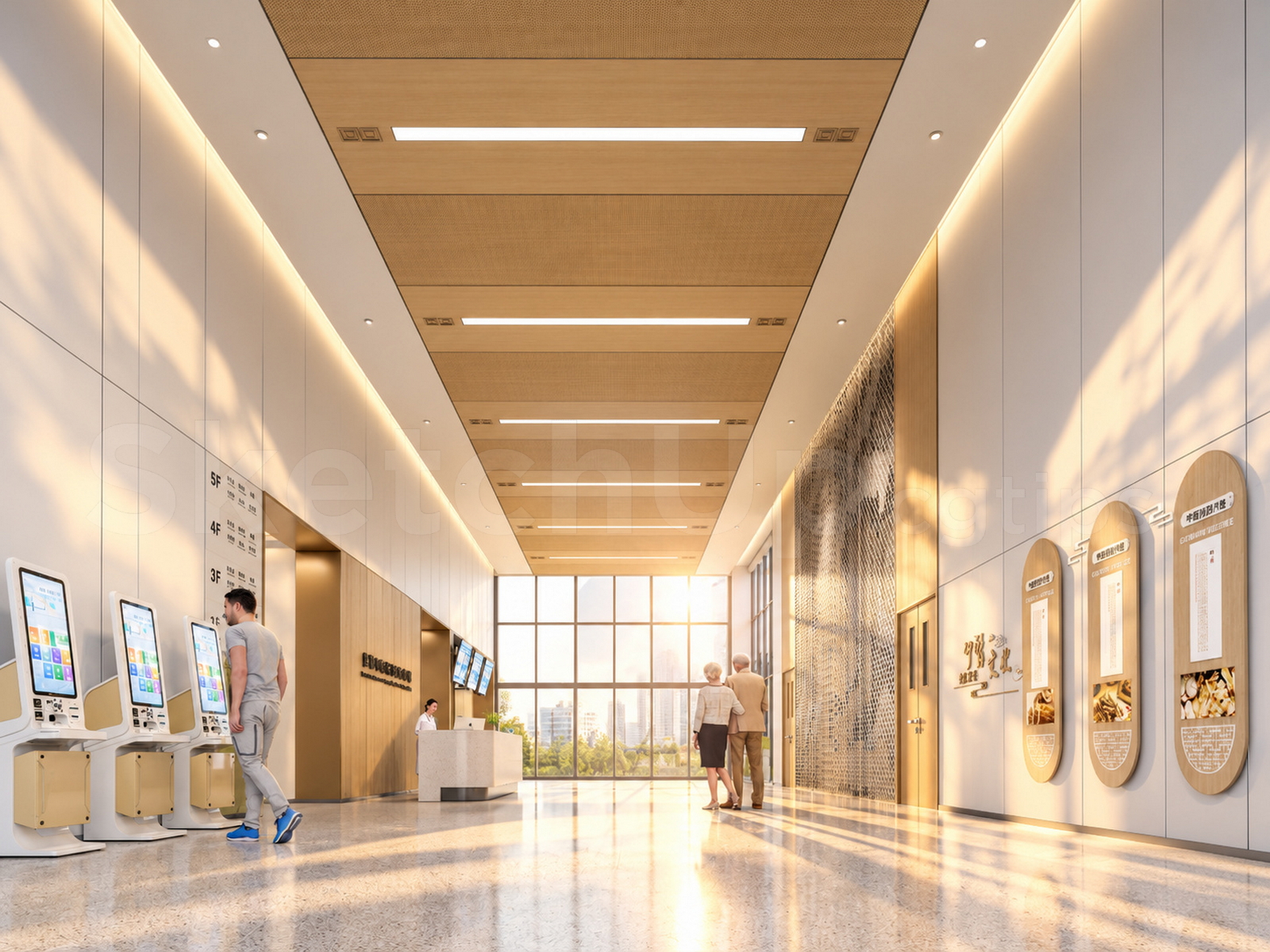 21690. Modern Medical Center Main Lobby And Service Counter Sketchup Model Download (1)