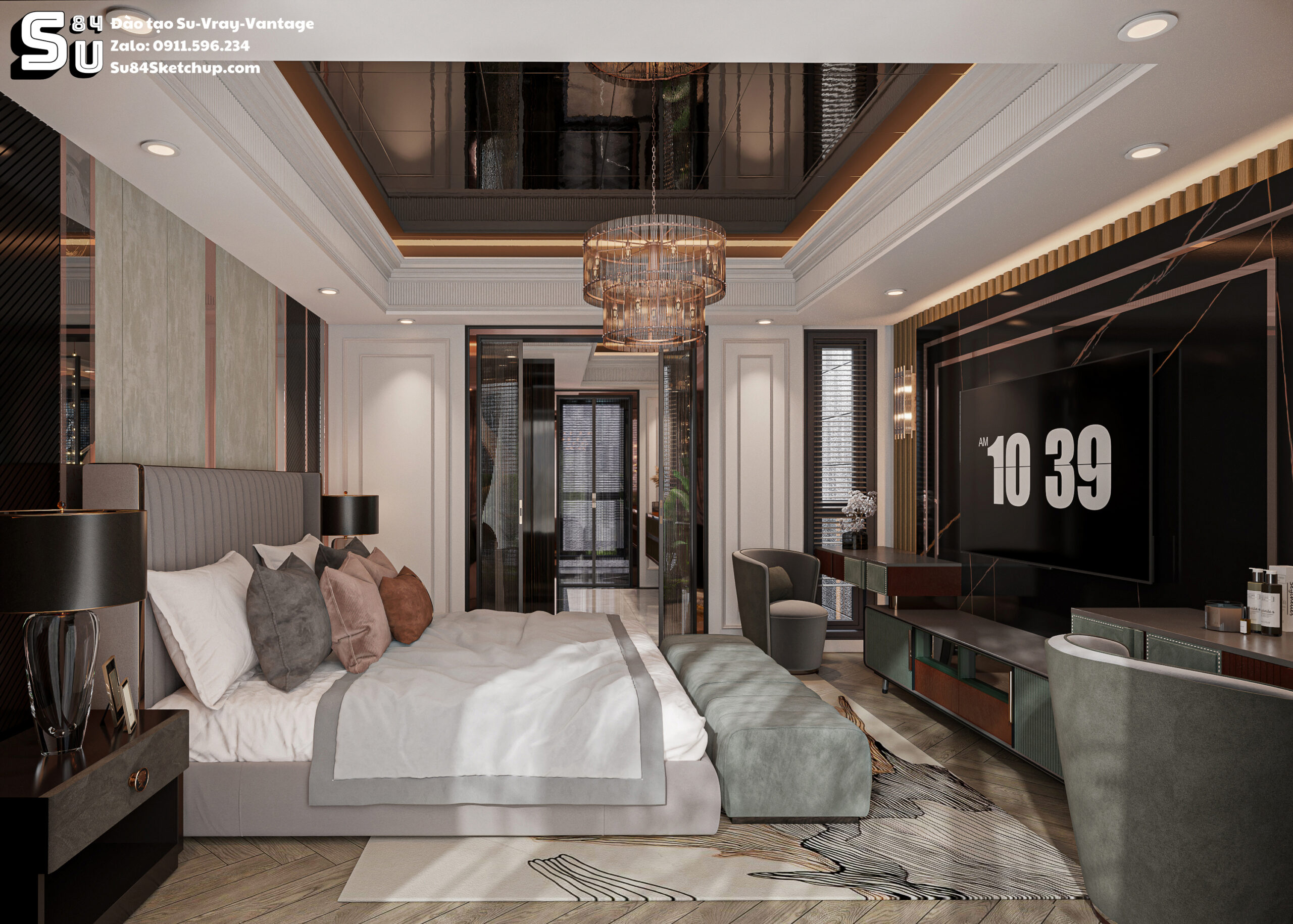 21691. Luxury Master Bedroom Interior Design - Sketchup 3d Model Download (3)