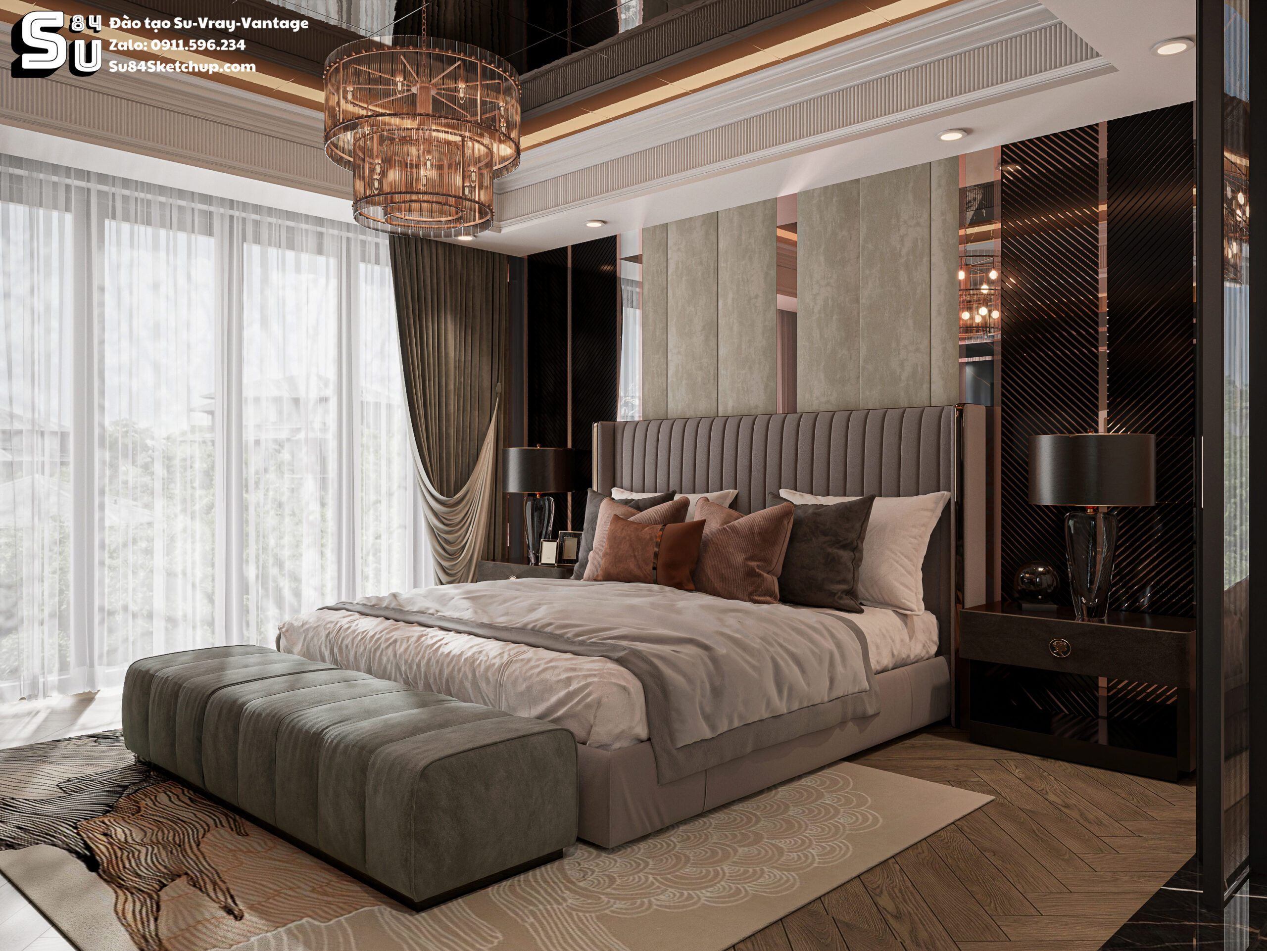 21691. Luxury Master Bedroom Interior Design - Sketchup 3d Model Download (6)