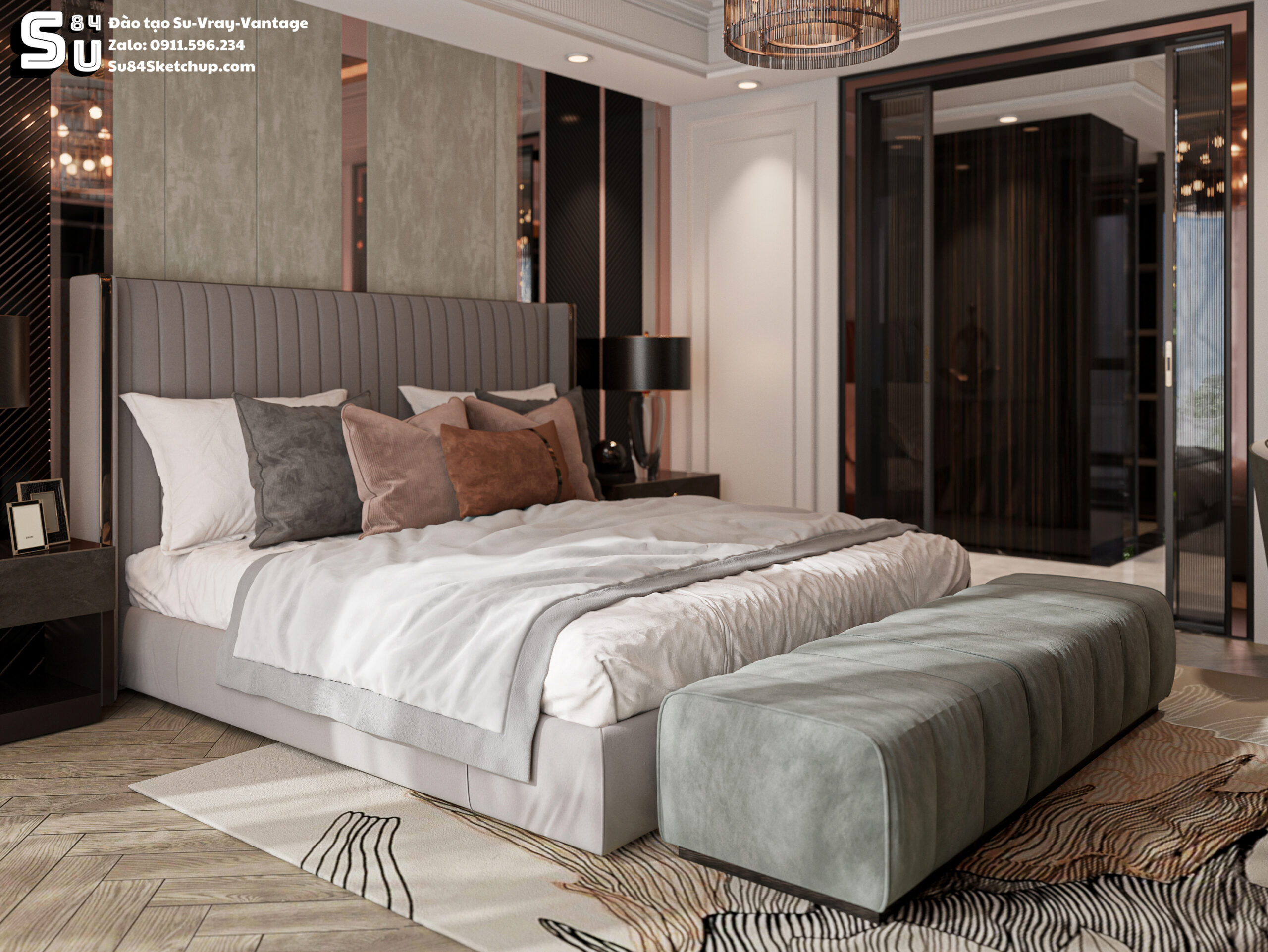 21691. Luxury Master Bedroom Interior Design - Sketchup 3d Model Download (7)
