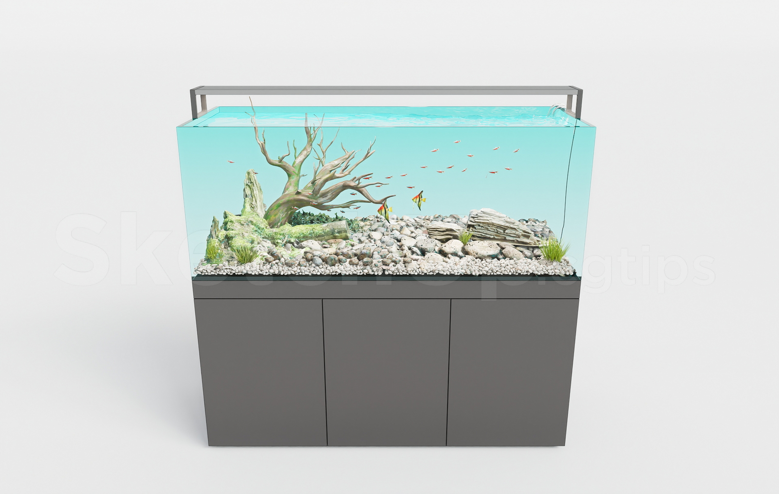 21692. Modern Aquascape Fish Tank With Cabinet - 3d Model Sketchup Download (2)