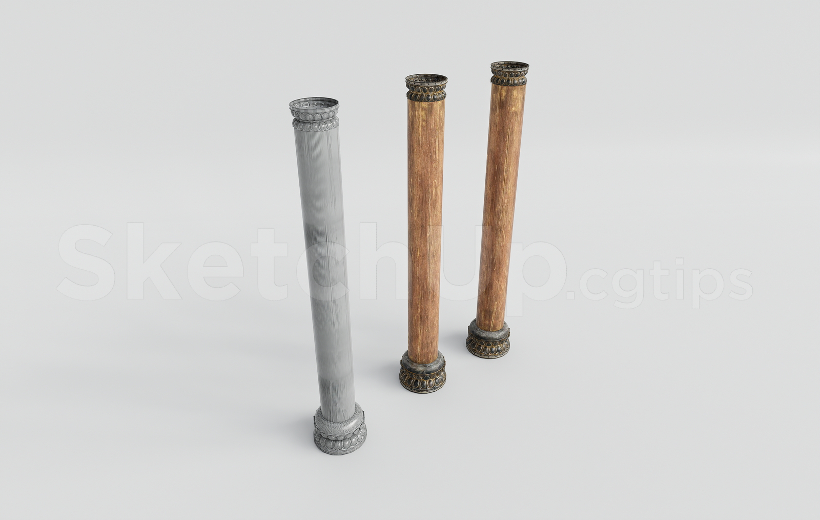 21695. Classic Wooden And Marble Column Set 3d Model Sketchup Download (2)