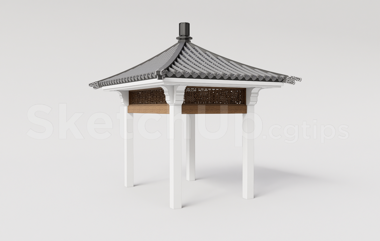 21699. Traditional Chinese Wooden Gazebo Sketchup Model Free Download